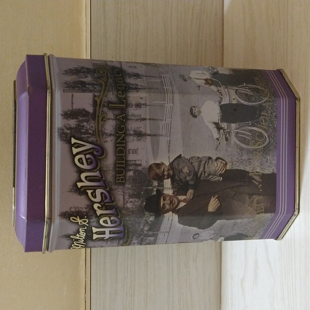 Vintage 1996 Milton S. Hershey "Building A Legacy" Tin Can/Storage Container